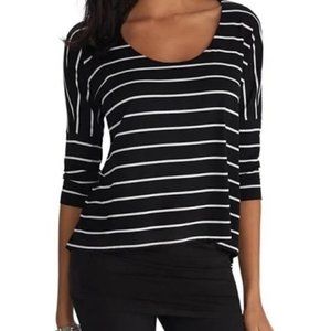 White House Black Market Striped Double Layer Tunic Top Size XS